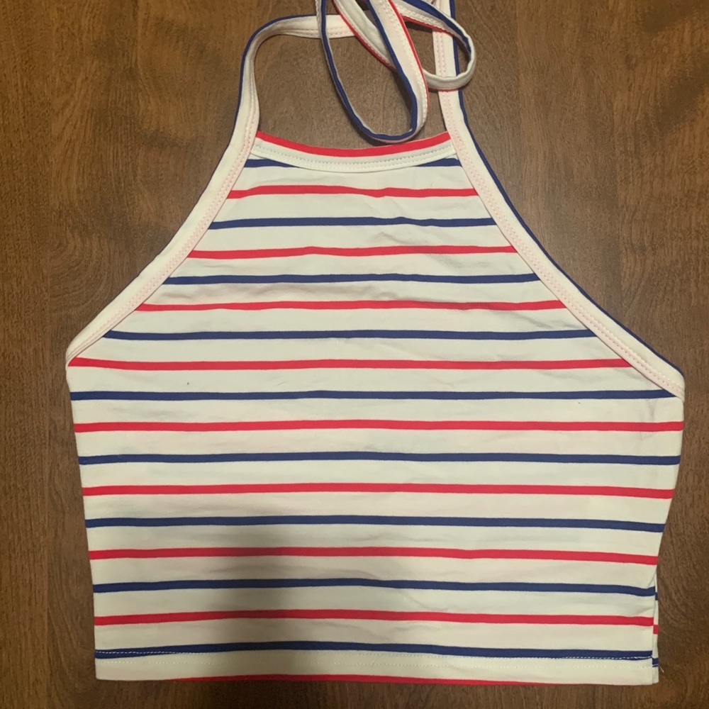 Red, White, and Blue Crop Halter Top